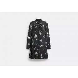 Robe étoilée femme – robe élégante à col noué style Coach